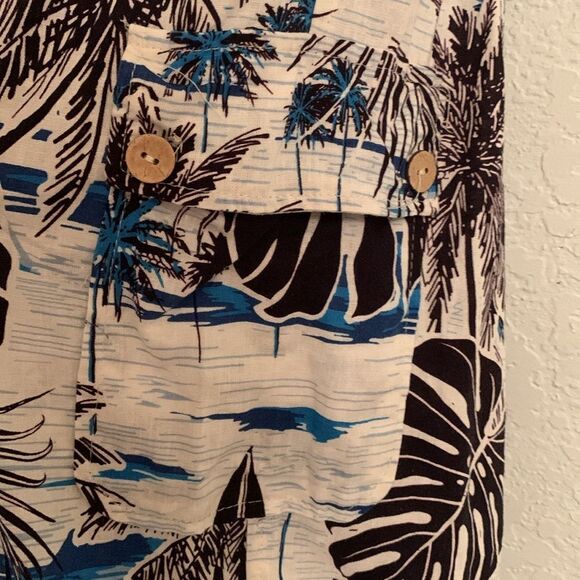 C&C Tropical Print 2pc Set Top Crop/ Joggers Cargo Style Linen Blend Size S - Picture 15 of 15